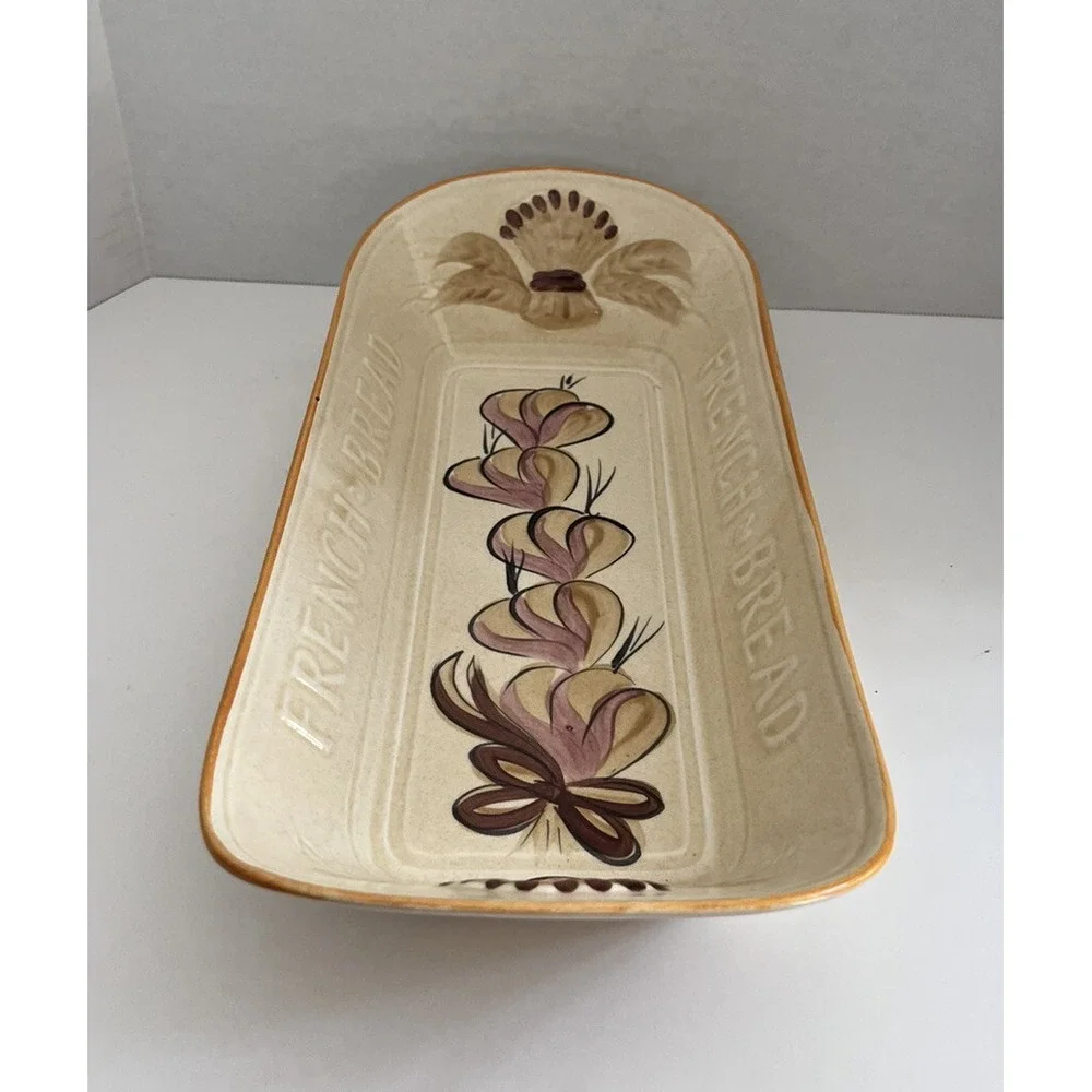 Vintage 50s Los Angeles Potteries Pottery French Bread Dish Serving Tray